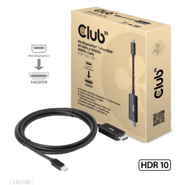 Club3D Mini DisplayPort to HDMI kaabel 1,8m CAC-1187