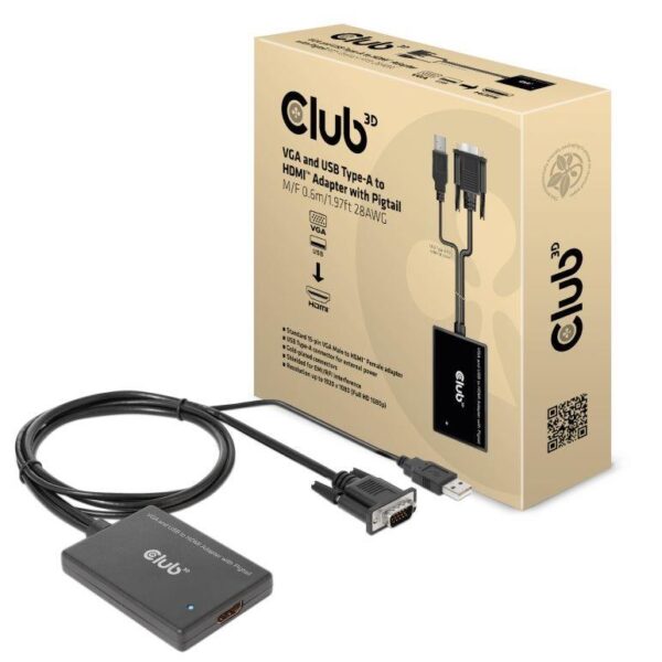 Club3D VGA to HDMI + USB adapter 0,6m CAC-1720