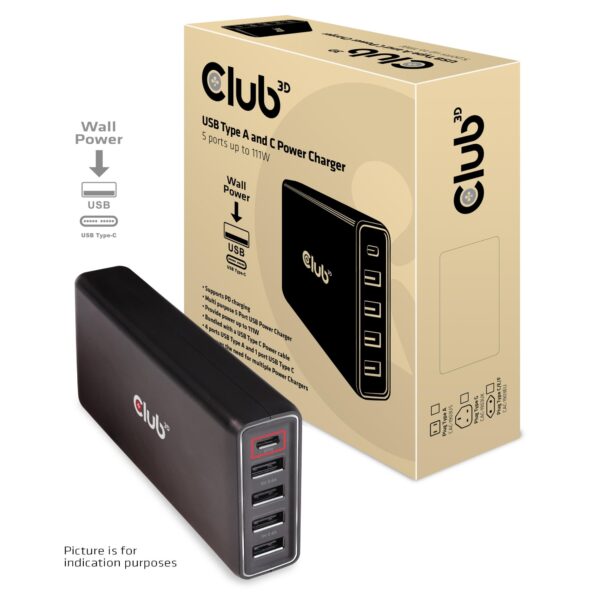 Club3D seinalaadija 111W 5-port koos kaabliga