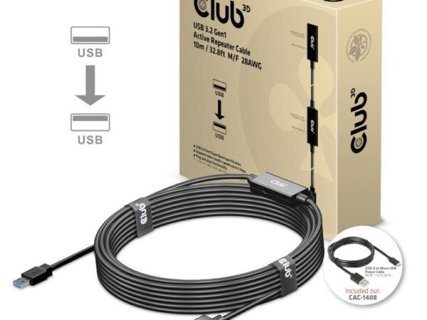 Club 3D | USB3.2 repeater kaabel 10m M/F | CAC-1405