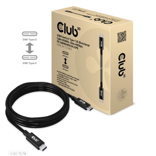 Club 3D | Kahesuunaline USB-C kaabel | CAC-1578 | 2m