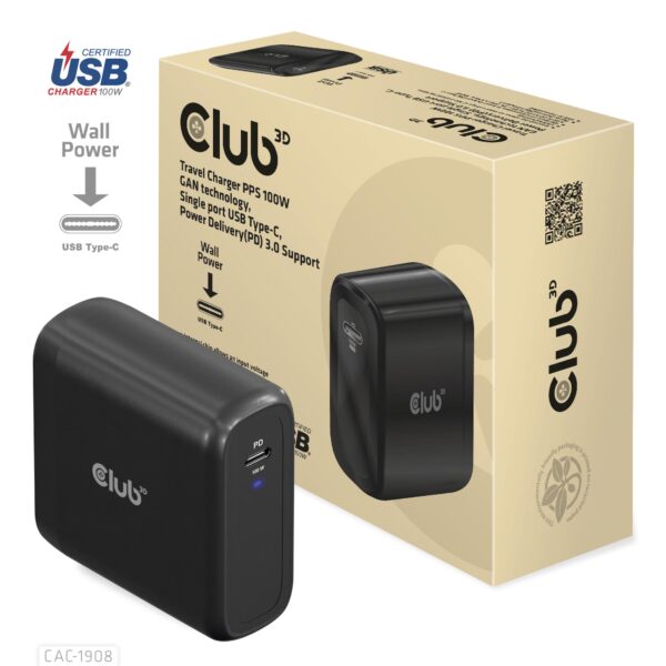 Club3D reisilaadija USB-C 100W CAC-1908EU