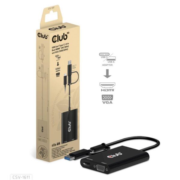 Club3D CSV-1611 usb-c hdmi vga adapter