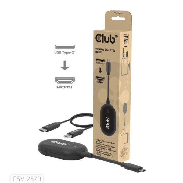 Club3D juhtmevaba usb-c to hdmi adapter CSV-2570