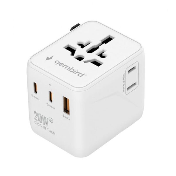 Gembird reisiadapter 20W valge TPA-1A2C20-01-W