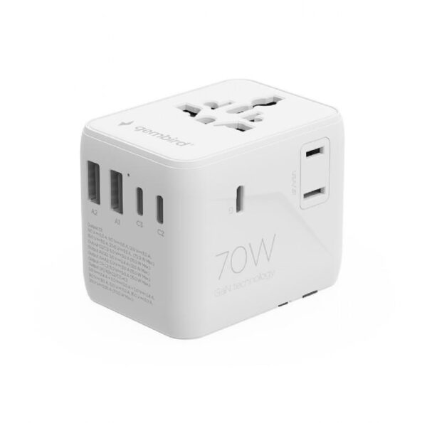 Gembird reisilaadija 70W valge TPA-2A3C70-01-W