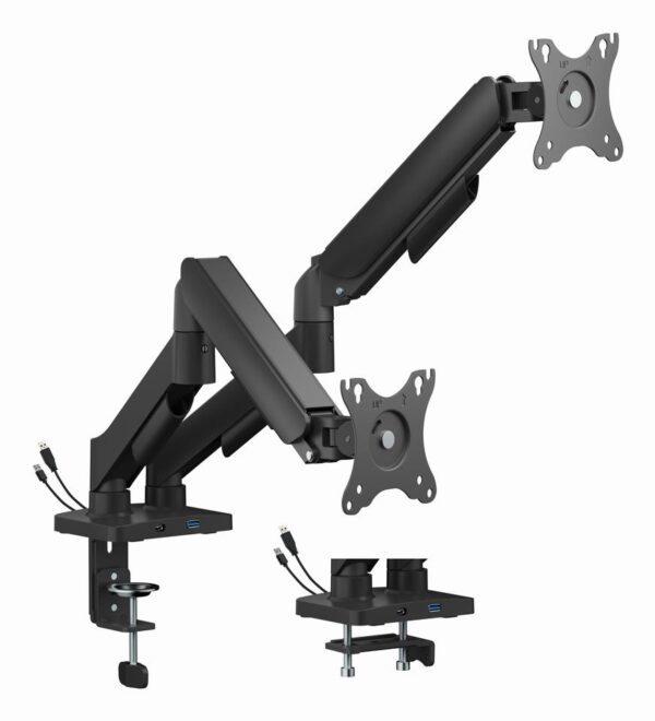 Gembird | Kahekordne monitorihoob USB-ga | MA-DA2U-01 | 17-32" | Must