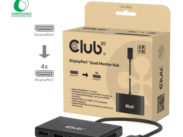 Club 3D DisplayPort adapter DP DP Quad