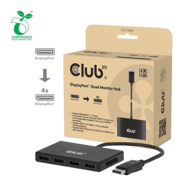 Club 3D DisplayPort adapter DP DP Quad