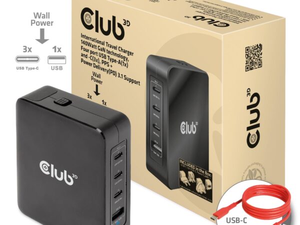 Club 3D 140W GaN USB-C reisilaadija CAC-1917
