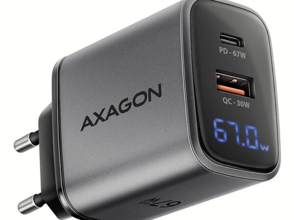 ELKO: 1458366 Axagon seinlaadija USB 67W GaN 2-port ACU-PQ67D