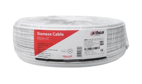Dahua koaksiaalkaabel RG59 + toide 100m valge PFM941I-RG59N/21-100-W