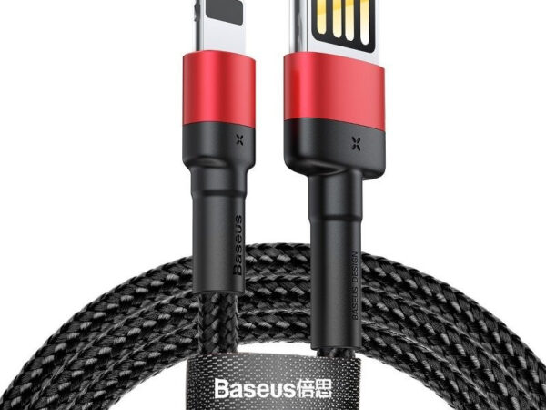 Baseus Cafule kahepoolsed USB Lightning kaabel 2,4A 1m (Must+Punane)