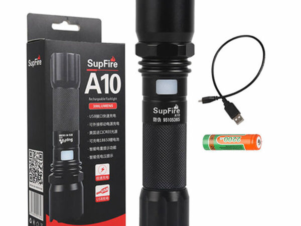 15816_4 Superfire A10 taskulamp, 550 lm, USB, 100-200 m, 5 režiimi