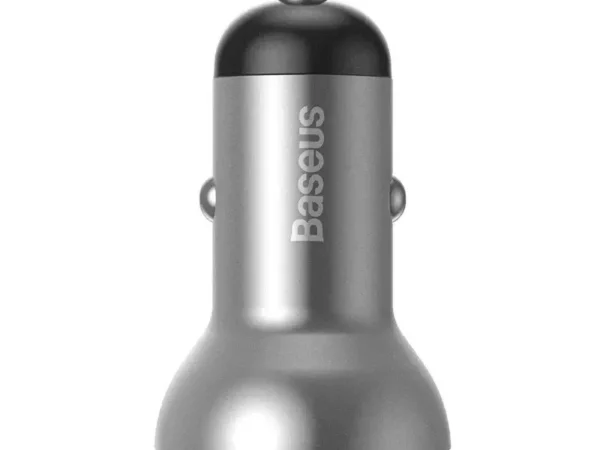 17145_7 Baseus auto laadija ekraaniga, 2x USB, 4,8A, 24W (hõbe)