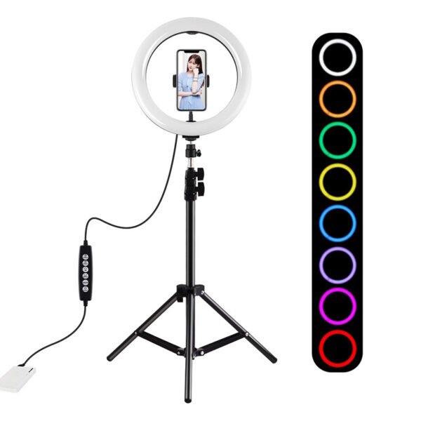 Puluz 1.1m statiiv RGBW LED valgustusega 26cm vlogimiseks / voogedastamiseks / nutitelefon PKT3044