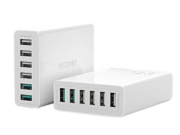 18104_5 Laadija 6x USB Blitzwolf BW-S15, QC 3.0, 60 W (valge)