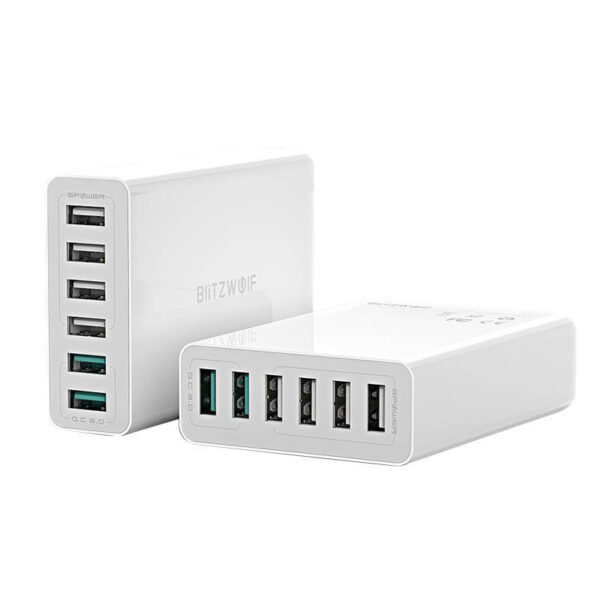 Laadija 6x USB Blitzwolf BW-S15, QC 3.0, 60 W (valge)