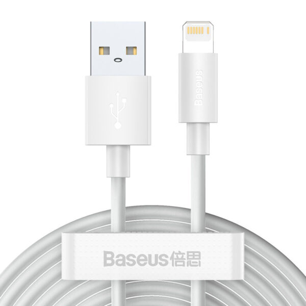 19698_1 Baseus Simple Wisdom andmekaabli komplekt USB to Lightning 2.4A (2tk/komplekt) 1.5m valge