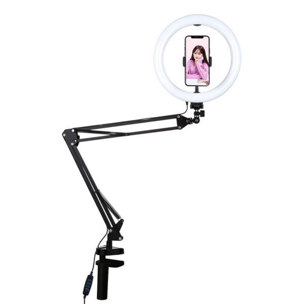 19838_1 Puluz 26 cm LED Vlogging Ring PKT3090B lauaarm.