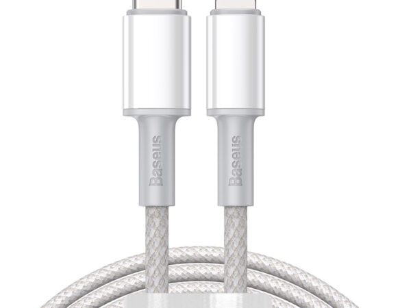 20198_5 USB-C to Lightning Baseus Kõrge Tihedusega Kootud Kaabel, 20W, PD, 2m (valge)
