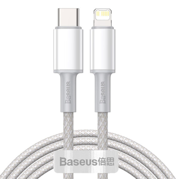 USB-C to Lightning Baseus Kõrge Tihedusega Kootud Kaabel, 20W, PD, 2m (valge)