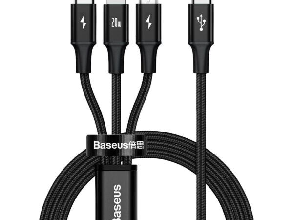 20227_11 Baseus Rapid Series 3-in-1 kaabel USB-C M+L+T 20W 1.5m Must
