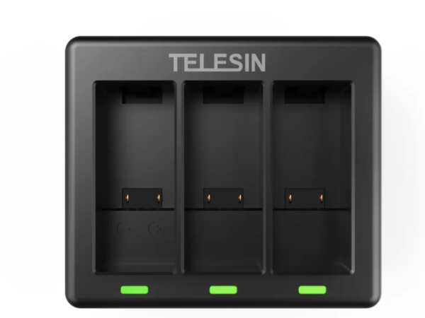 20293_1 3-slot laadija Telesin GoPro Hero 12 / Hero 11 / Hero 10 / Hero 9 jaoks