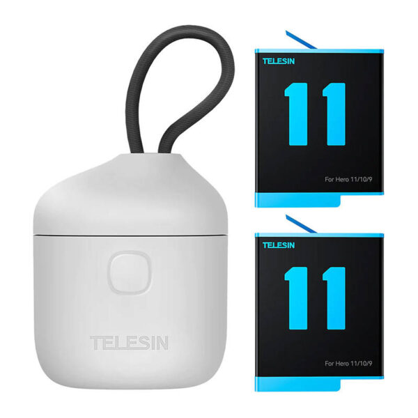 3-slot veekindel laadija Telesin Allin kast + 2 akut GoPro Hero 12 / 11 / 10 / 9 jaoks
