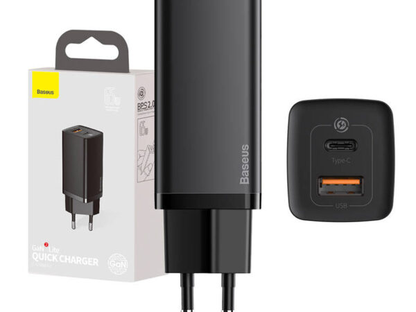 Kiire reisi laadija Baseus GaN2 Lite USB+C 65W EL (must)
