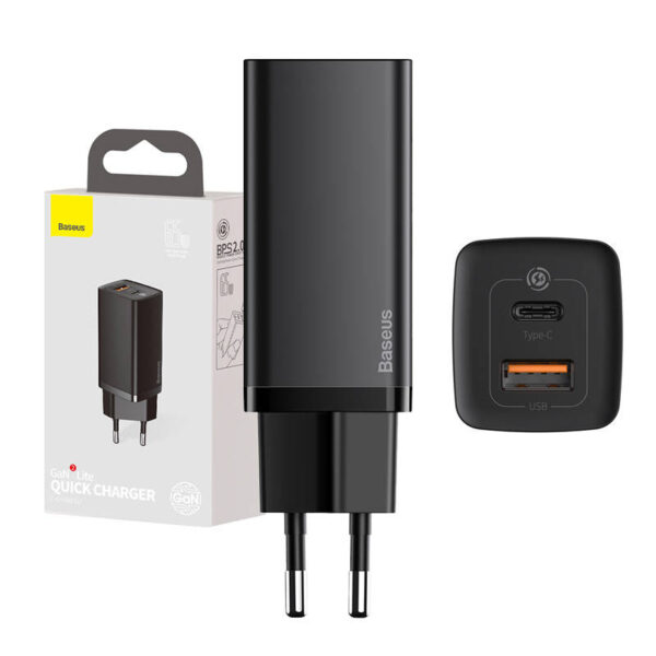 20478_4 Kiire reisi laadija Baseus GaN2 Lite USB+C 65W EL (must)