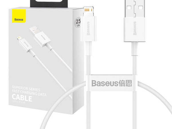 20490_12 Baseus Superior Series kaabel USB to Lightning, 2.4A, 0,25m (valge)
