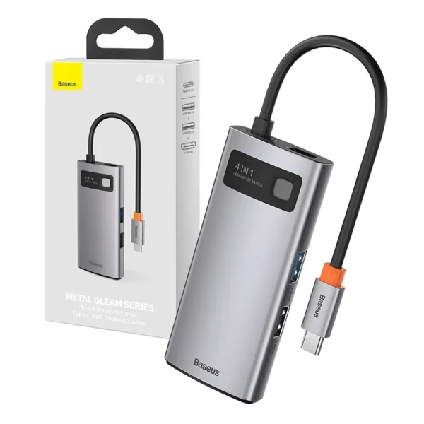 Hub 4in1 Baseus Metal Gleam seeria, USB-C to USB 3.0 + USB 2.0 + HDMI + USB-C PD