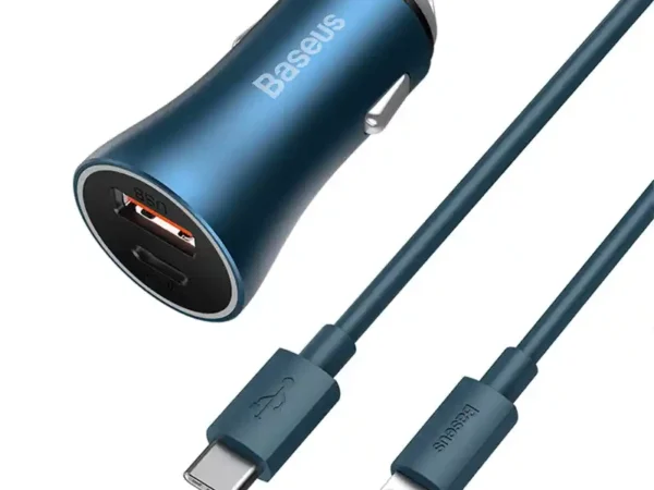 20573_2 Baseus autolaadija USB USB-C 40W PD QC4 Lightning kaabel 1m sinine