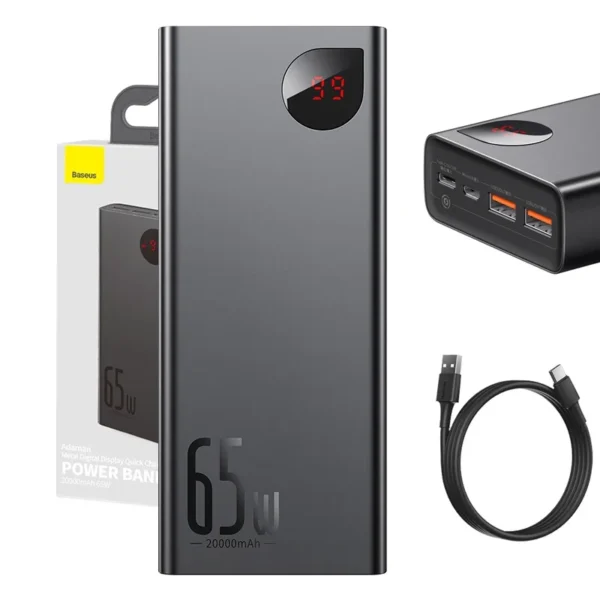 Powerbank Baseus Adaman Metal 20000mAh PD QC 3.0 65W 2xUSB + USB-C + micro USB (Must)