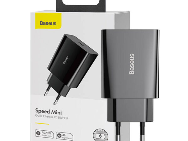 21026_1 Baseus Speed Mini Kiire Laadija, USB-C, PD, 3A, 20W (must)