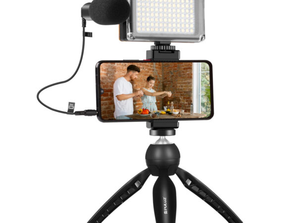 Puluz otseülekande komplekt statiiv + LED valgus + mikrofon + telefoni klipp PKT3132B