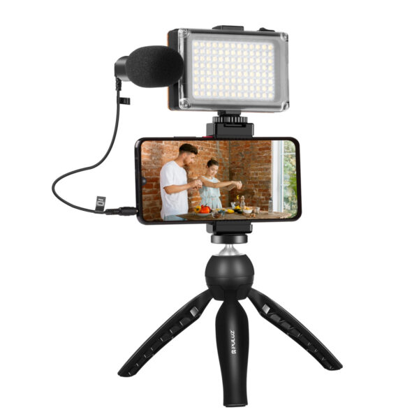 Puluz otseülekande komplekt statiiv + LED valgus + mikrofon + telefoni klipp PKT3132B