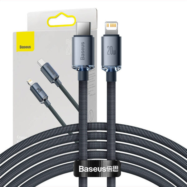Baseus Crystal Shine kaabel USB-C kuni Lightning, 20W, PD, 2m (must)