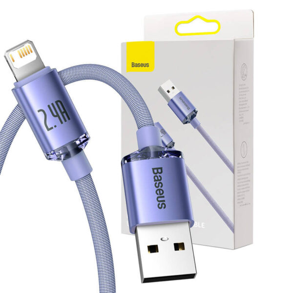 Baseus Crystal Shine kaabel USB to Lightning, 2.4A, 2m (lilla)