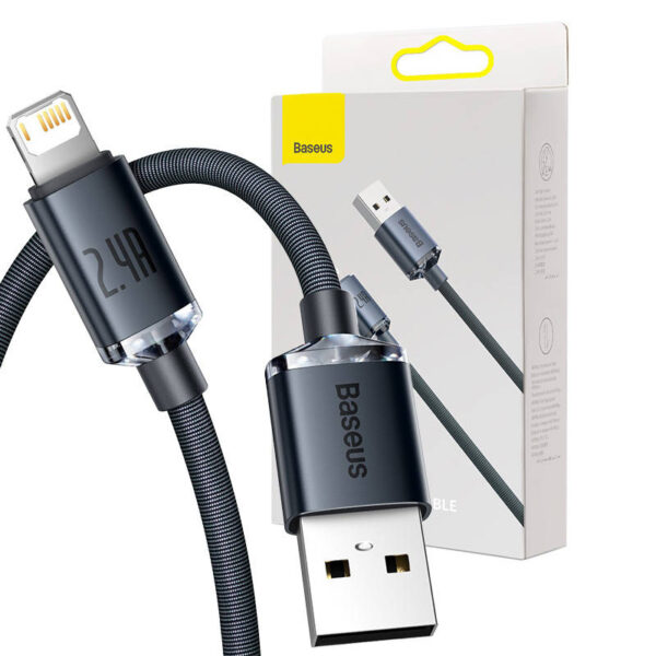Baseus Crystal Shine kaabel USB to Lightning, 2.4A, 2m (must)