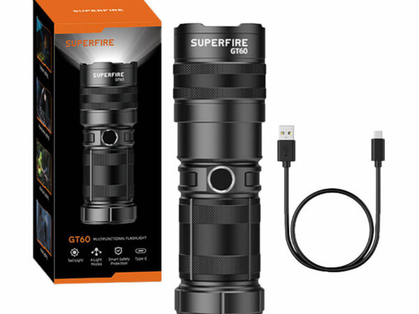 Superfire GT60 taskulamp - 2600 lm, 2 režiimi, USB-C