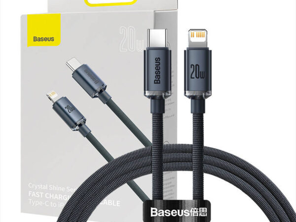 23603_5 Baseus Crystal kaabel USB-C to Lightning, 20W, PD, 1.2m (must)