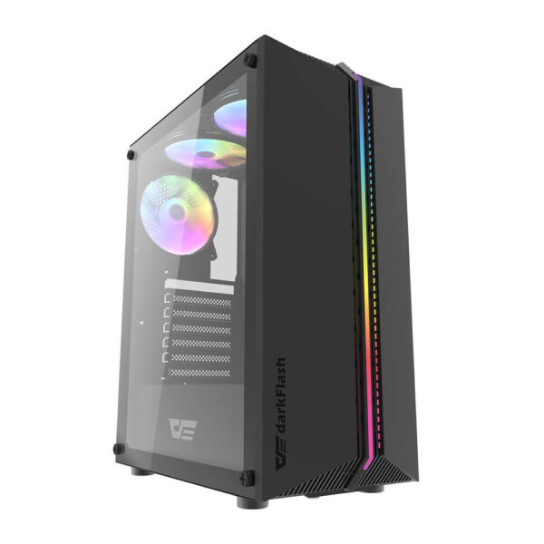24092_8 Darkflash DK151 LED arvutikorpus (must) + 3 RGB ventilaatorit