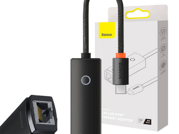 24340_9 Baseus Lite seeria USB-C kuni RJ45 võrguadapter, 100Mbps (must)