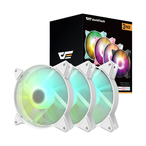 24905_2 Darkflash C6 ARGB 3in1 Ventilaatorite Komplekt 120mm Valge