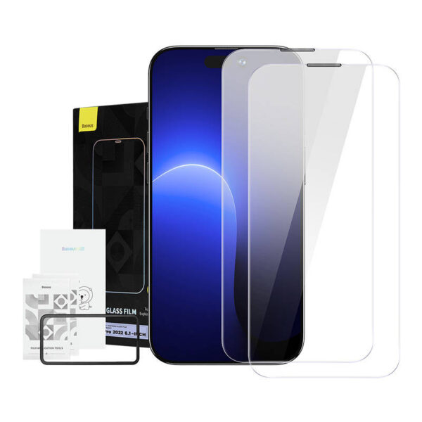 27043_8 Baseus Crystal Karastatud Klaas Tolmukindel 0.3mm iPhone 14 Pro jaoks (2tk)