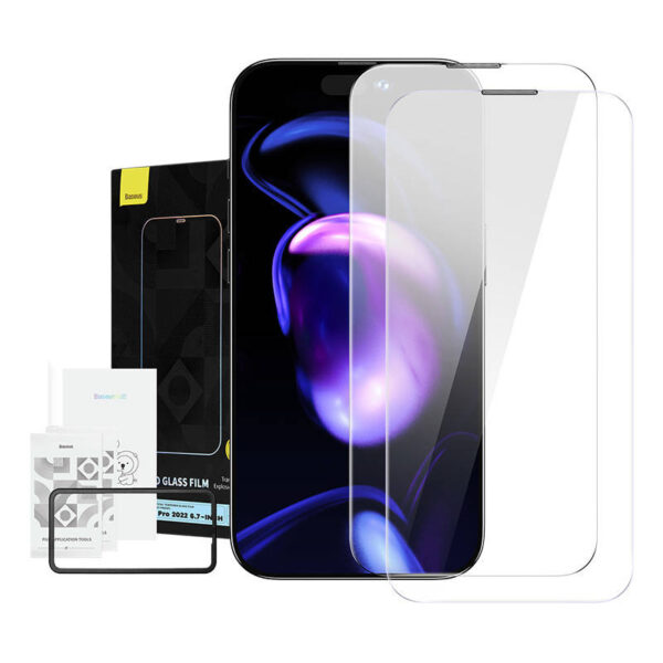 Baseus Crystal Karastatud Klaas Tolmu-tõend 0.3mm iPhone 14 Pro Max jaoks (2tk)