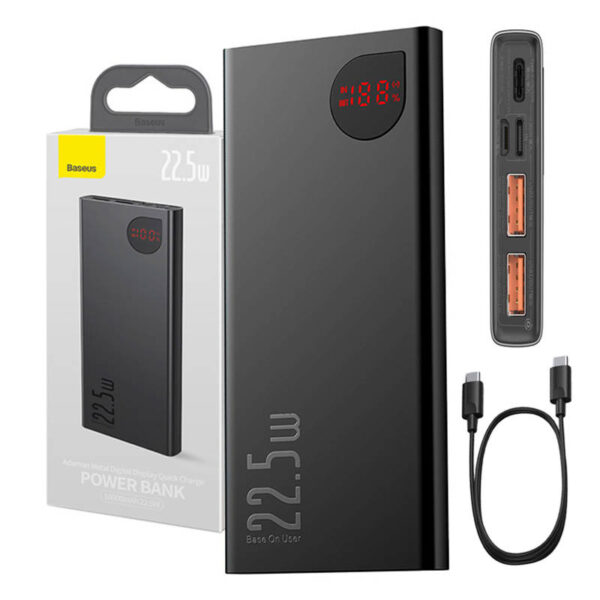 Powerbank Baseus Adaman Metal, 10000mAh, 2xUSB, USB-C, Lightning, MicroUSB 22.5W (must)
