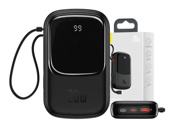 27297_1 Powerbank Baseus Qpow PRO Lightning kaabli, USB-C pordi ja 20000mAh, 20W (must)